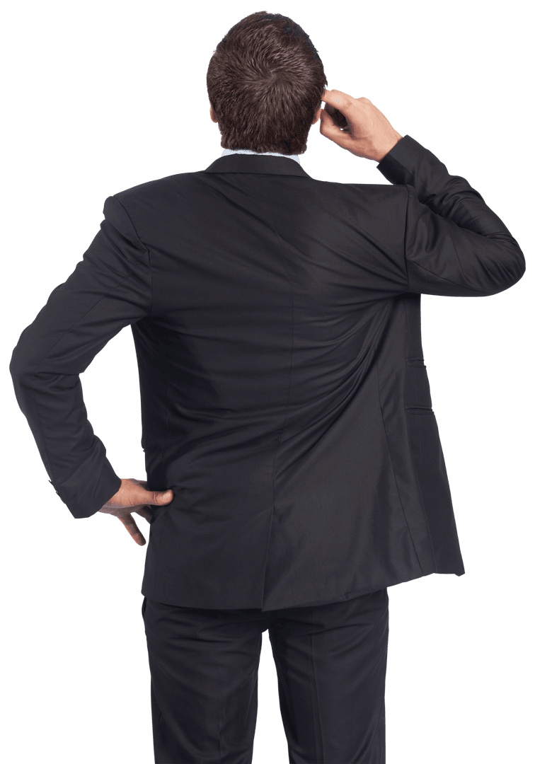 Caucasian Businessman Thinking, Confused on Transparent Background