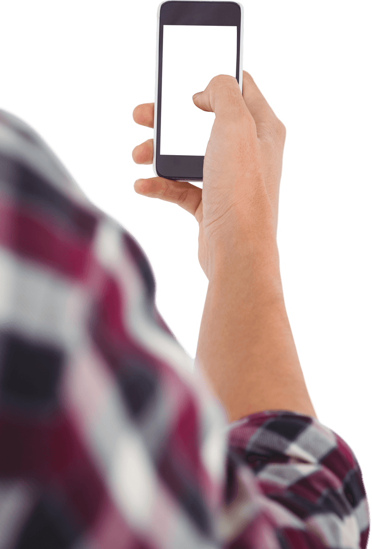 Caucasian Hand Holding Smartphone Transparent Background