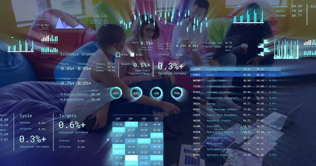 Innovative Collaboration with Futuristic Digital Data Interface