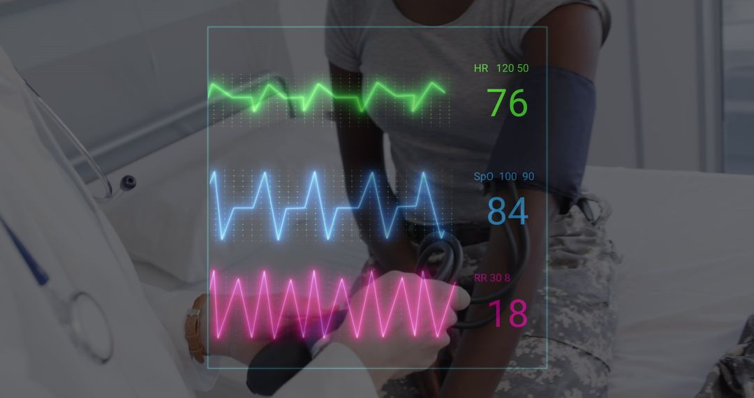 Doctor Monitoring Vital Signs Using Digital Interface