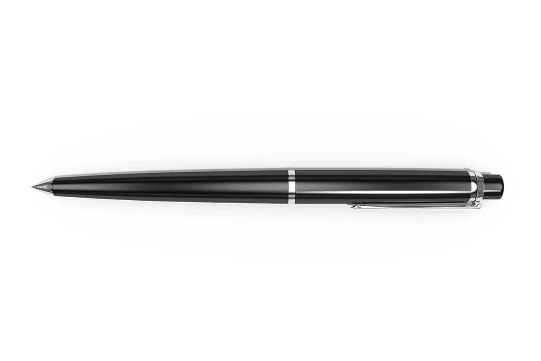 Sleek Black Pen Digital PNG on Transparent Background