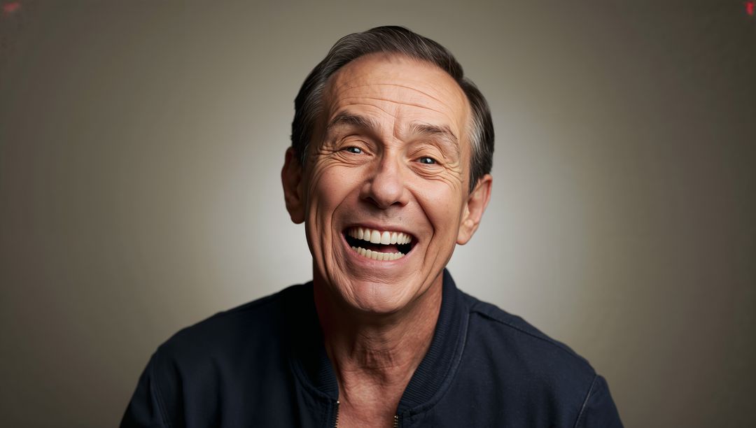 Laughing Senior Man in Studio Portrait, Celebrating Joy and Vitality