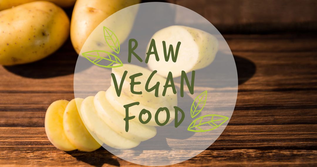 Fresh Sliced Potatoes with Raw Vegan Food Label
