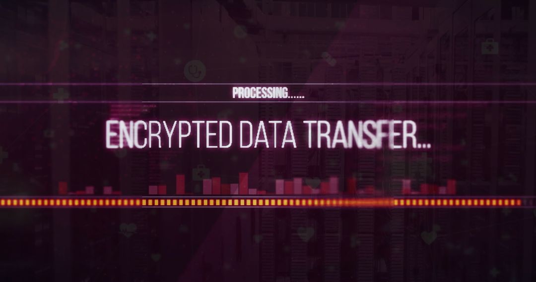 Abstract Encrypted Data Transfer Display with Stats Bar