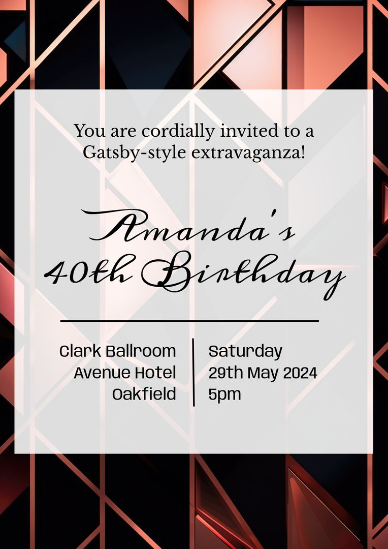 Elegant Art Deco Birthday Invitation with Geometric Background - Download Free Stock Templates Pikwizard.com