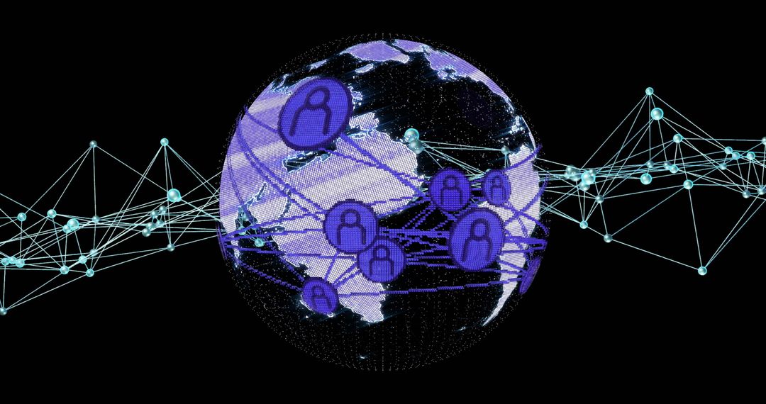 Global Digital Connections over Earth with Networking Icons