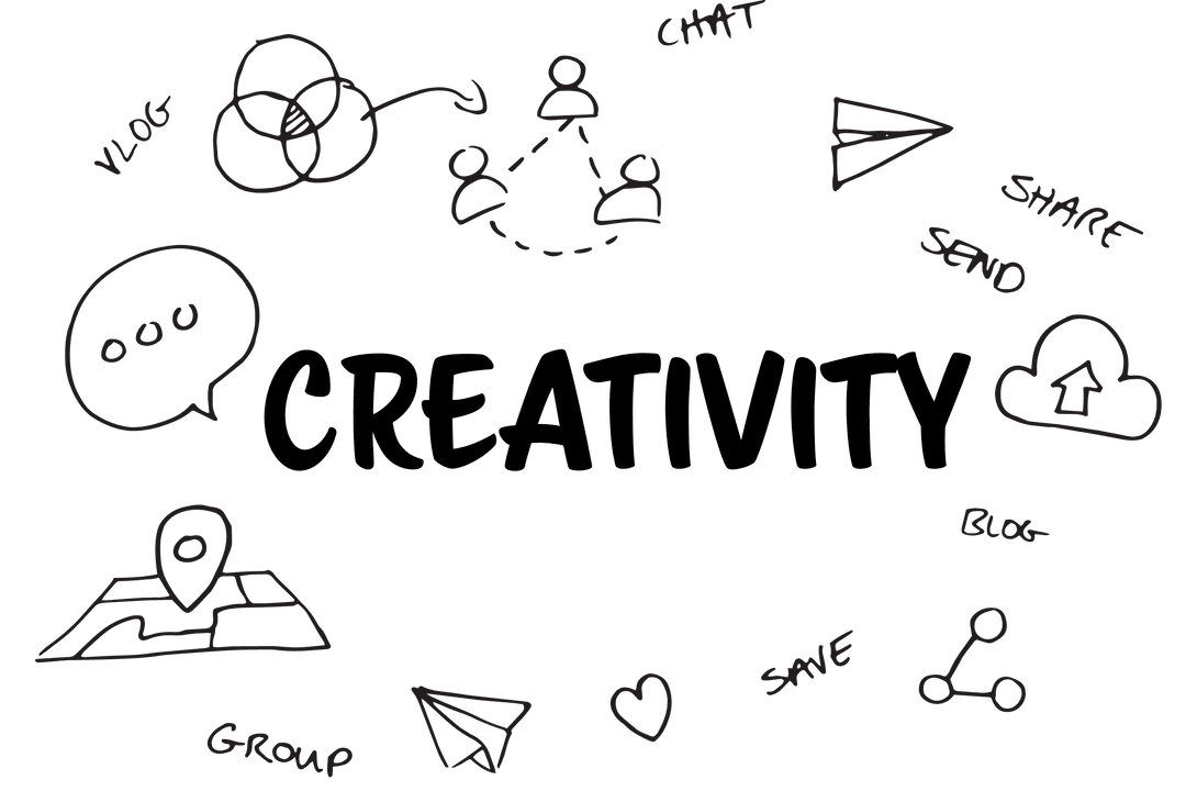 Transparent Business and Creative Icons on Clear Background