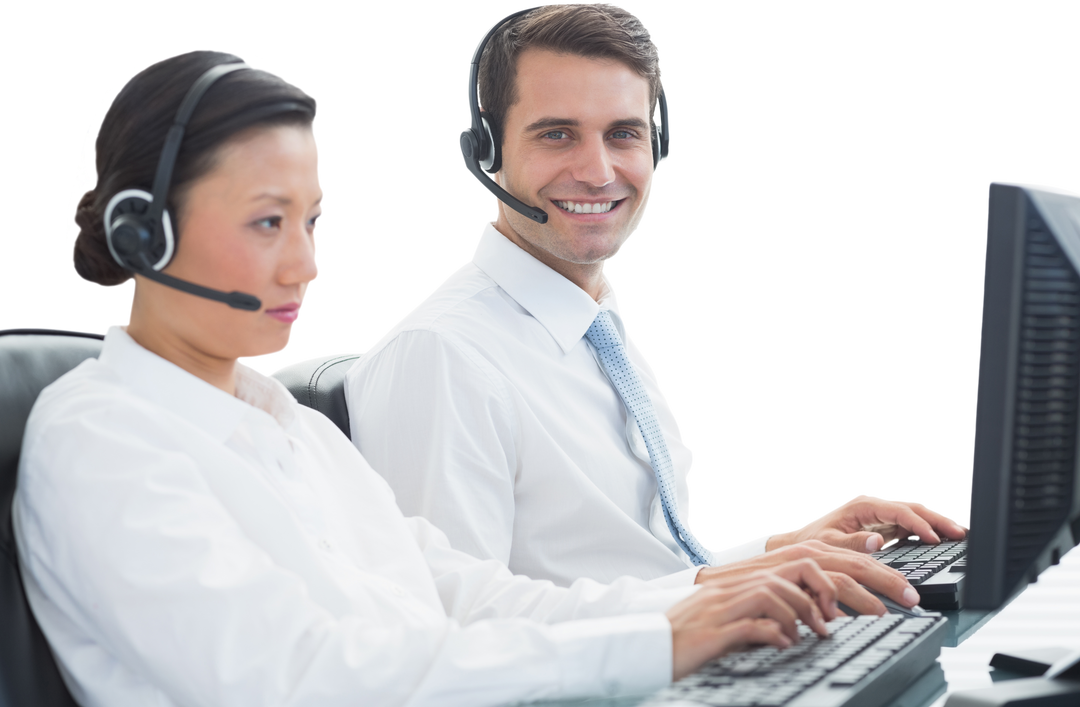 Transparent Customer Support Agents Conducting Business - Download Free Stock Images Pikwizard.com