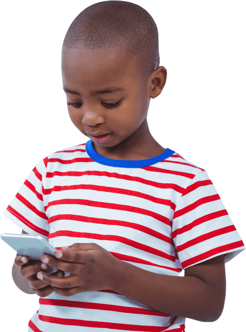 Curious African American Child Exploring Smartphone Interactivity