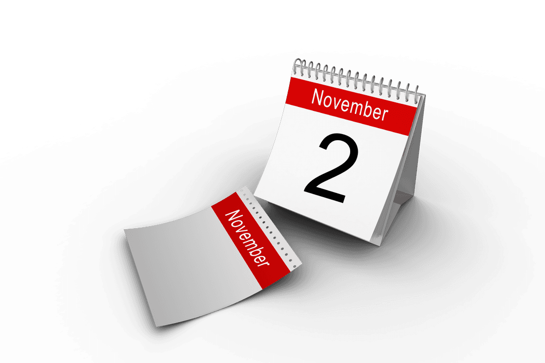 Transparent Desk Calendar Displaying November 2nd Date