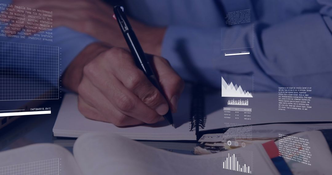 Businessman Analyzing Financial Data with Virtual Graphics