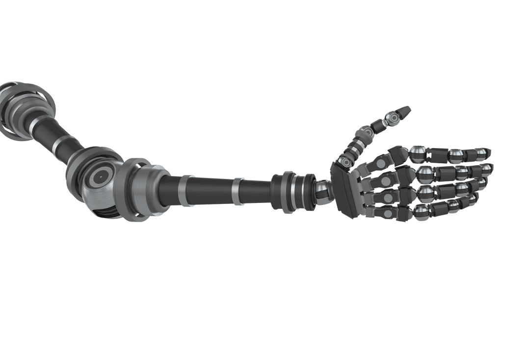 Abstract Futuristic Robotic Arm on Transparent Background