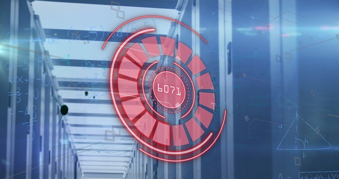 Futuristic Data Processing Concept with Red Circular Graphics