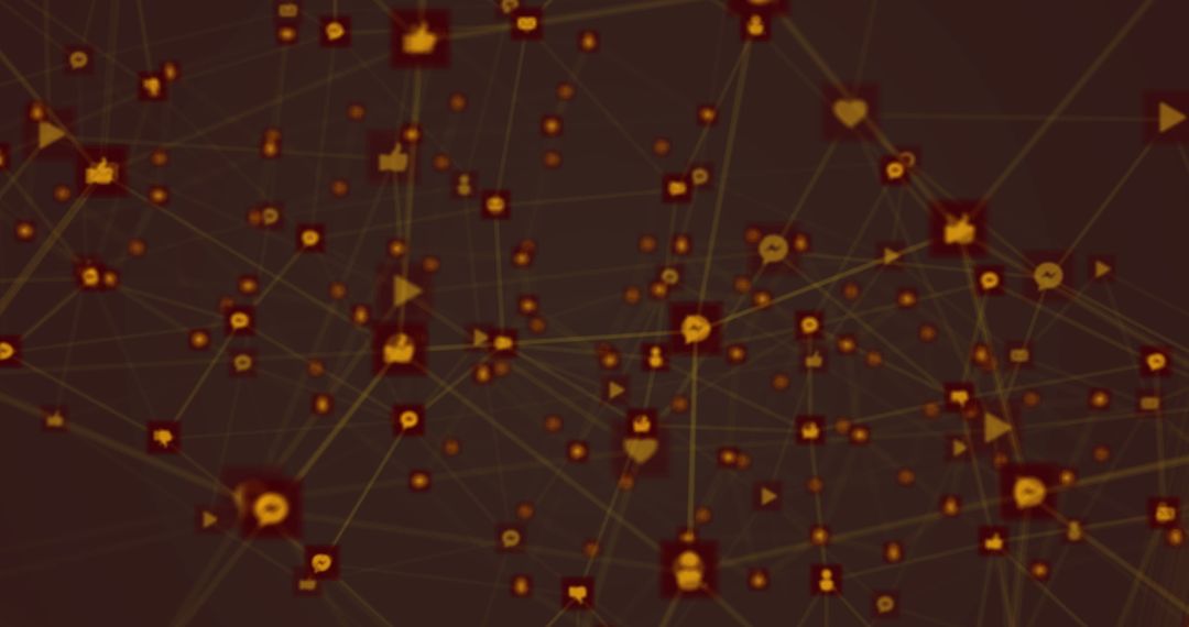 Abstract Digital Network with Floating Social Media Icons