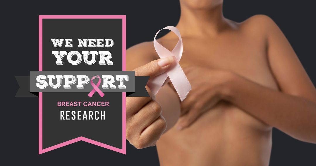 Breast Cancer Awareness with Supportive Ribbon Message