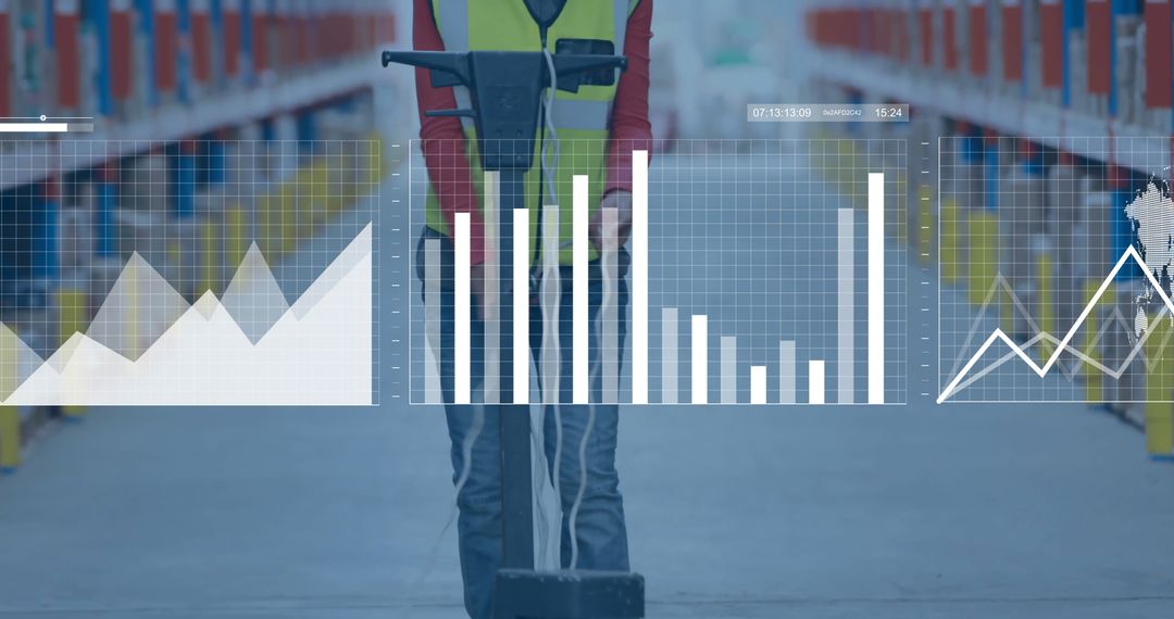 Warehouse Worker and Digital Data Visualization