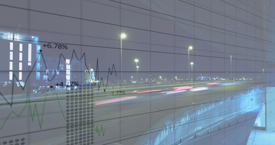 Business Data Overlay on Nighttime Urban Highway