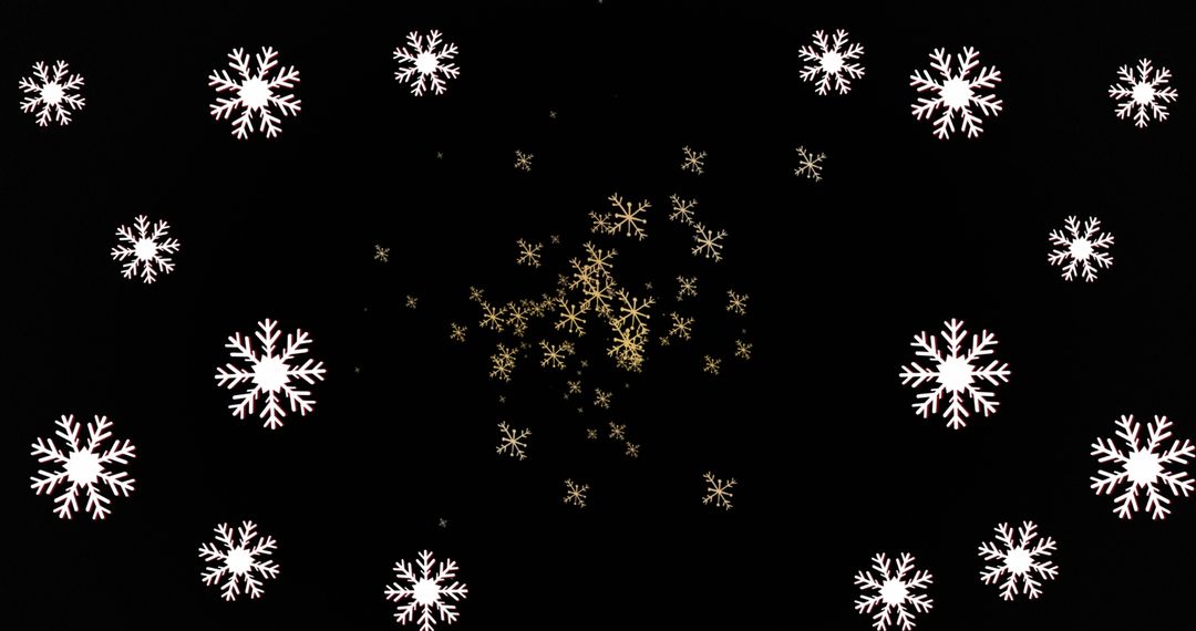 Festive Snowflakes on Black Background for Christmas
