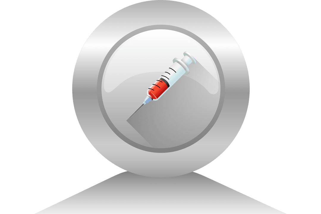 Digital Syringe Icon on Transparent Circle Background