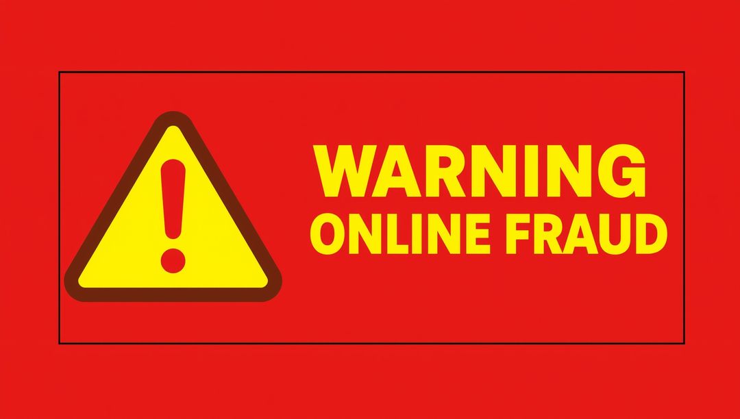 Digital Alert Sign Displaying Online Fraud Warning in Bold