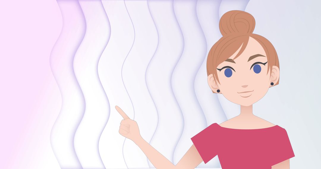 Abstract Background with Cartoon Woman on Wavy Pattern