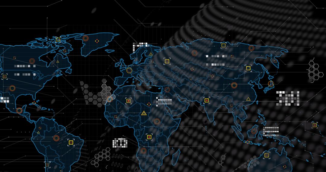 digital world map with interface elements - Free Images, Stock Photos and Pictures on Pikwizard.com