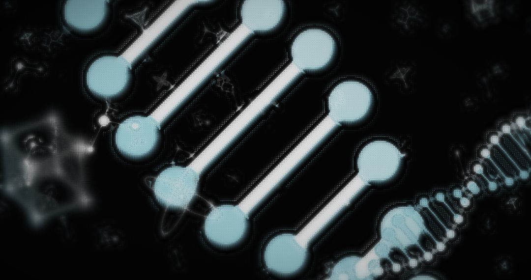 3D Blue Double Helix DNA Concept on Black Background