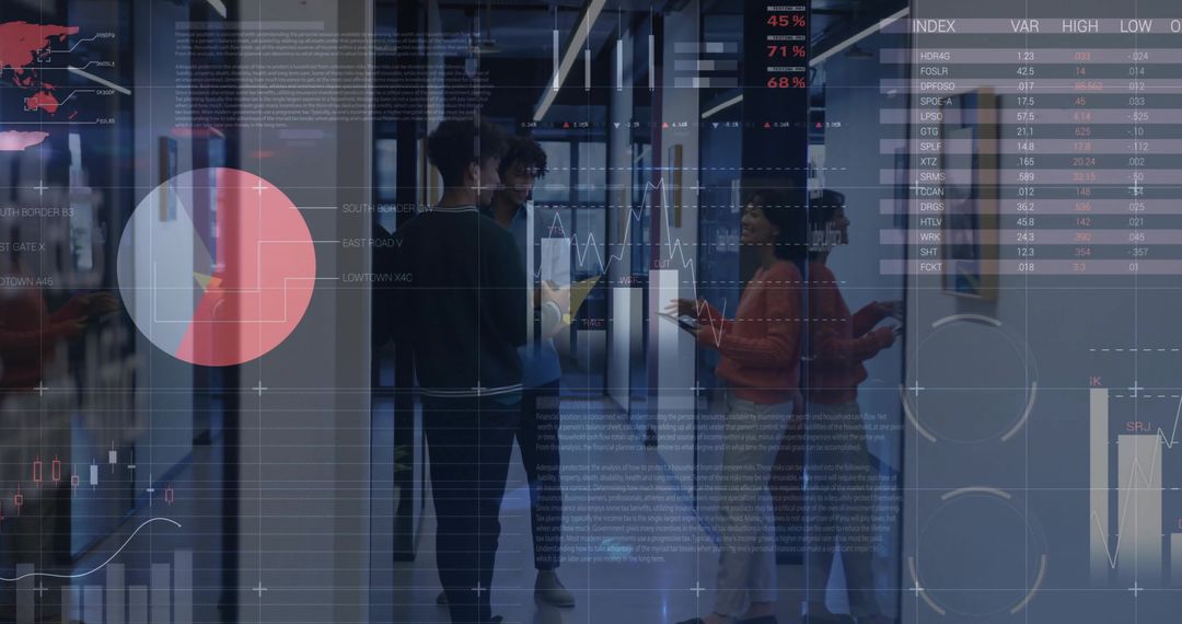 Business Team Analyzing Data Projections in Modern Office Environment