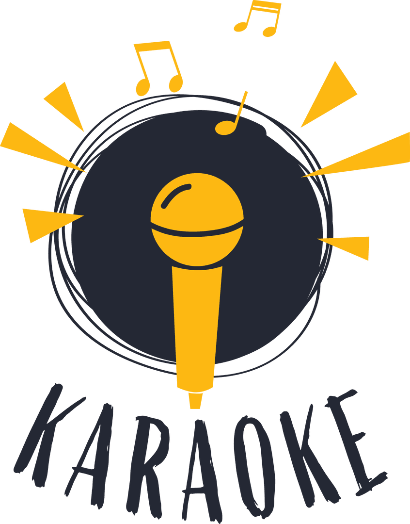 Karaoke Mic and Musical Notes on Transparent Background