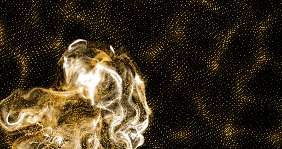 Abstract Flowing Yellow Shapes on Black Background