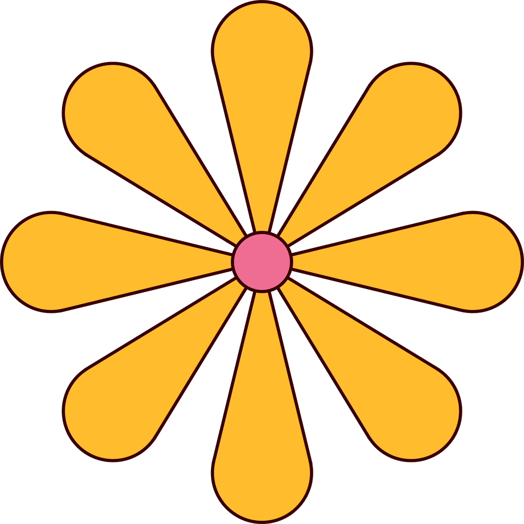 Stylized Minimalist Flower On Transparent Background
