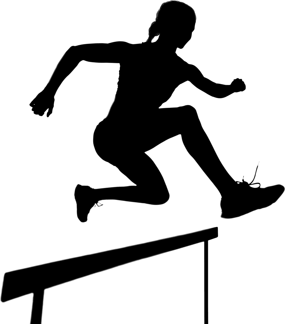 Transparent Silhouette of Sportswoman Jumping Over Hurdles