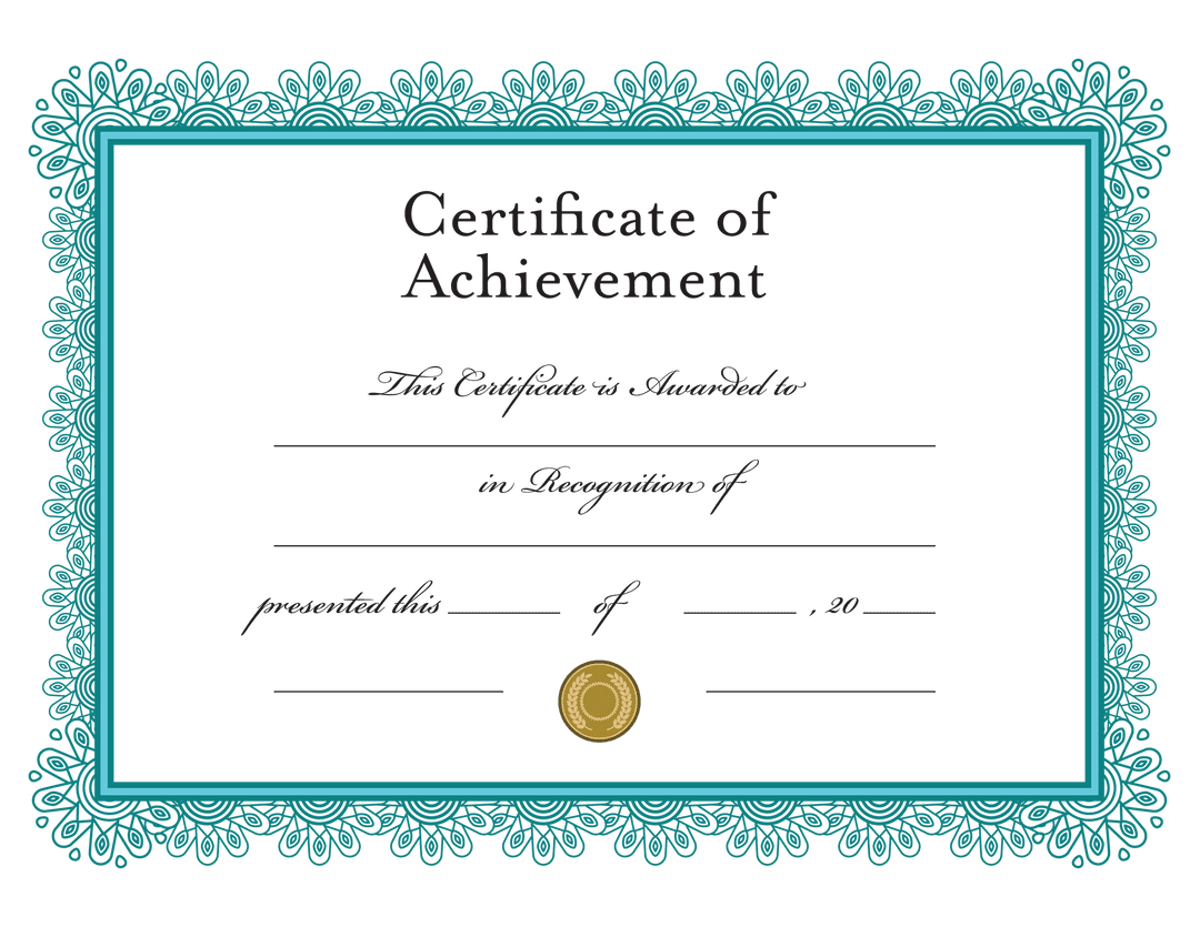 Certificate Achievement Template on Transparent Background