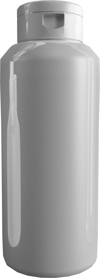 Transparent Bub Water Bottle on Reflective Surface