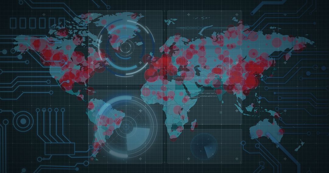 Digital World Map with Global Data Connectivity