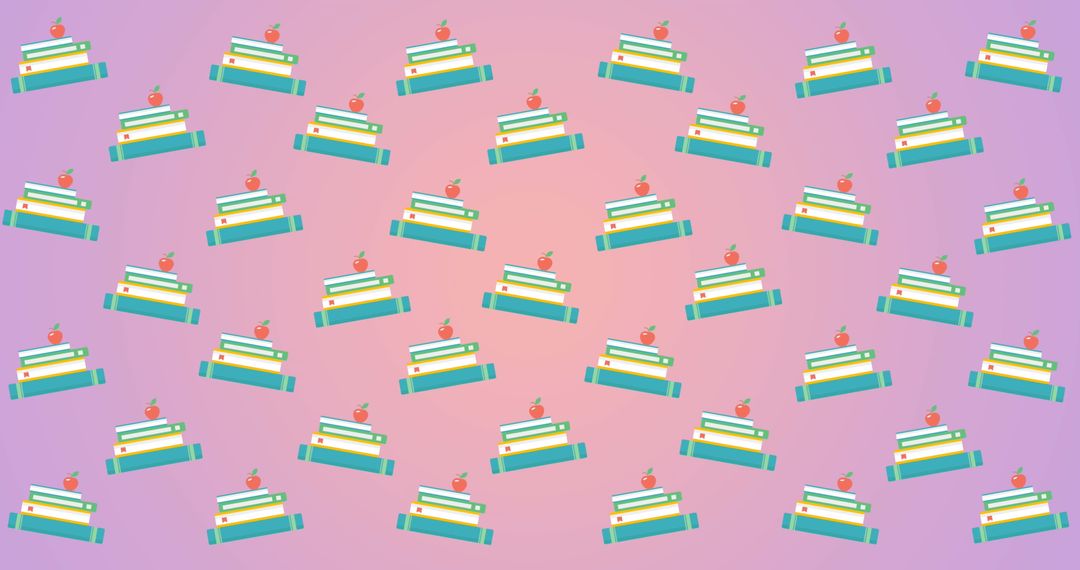 Seamless Pattern of Books and Apples Symbolizing Education