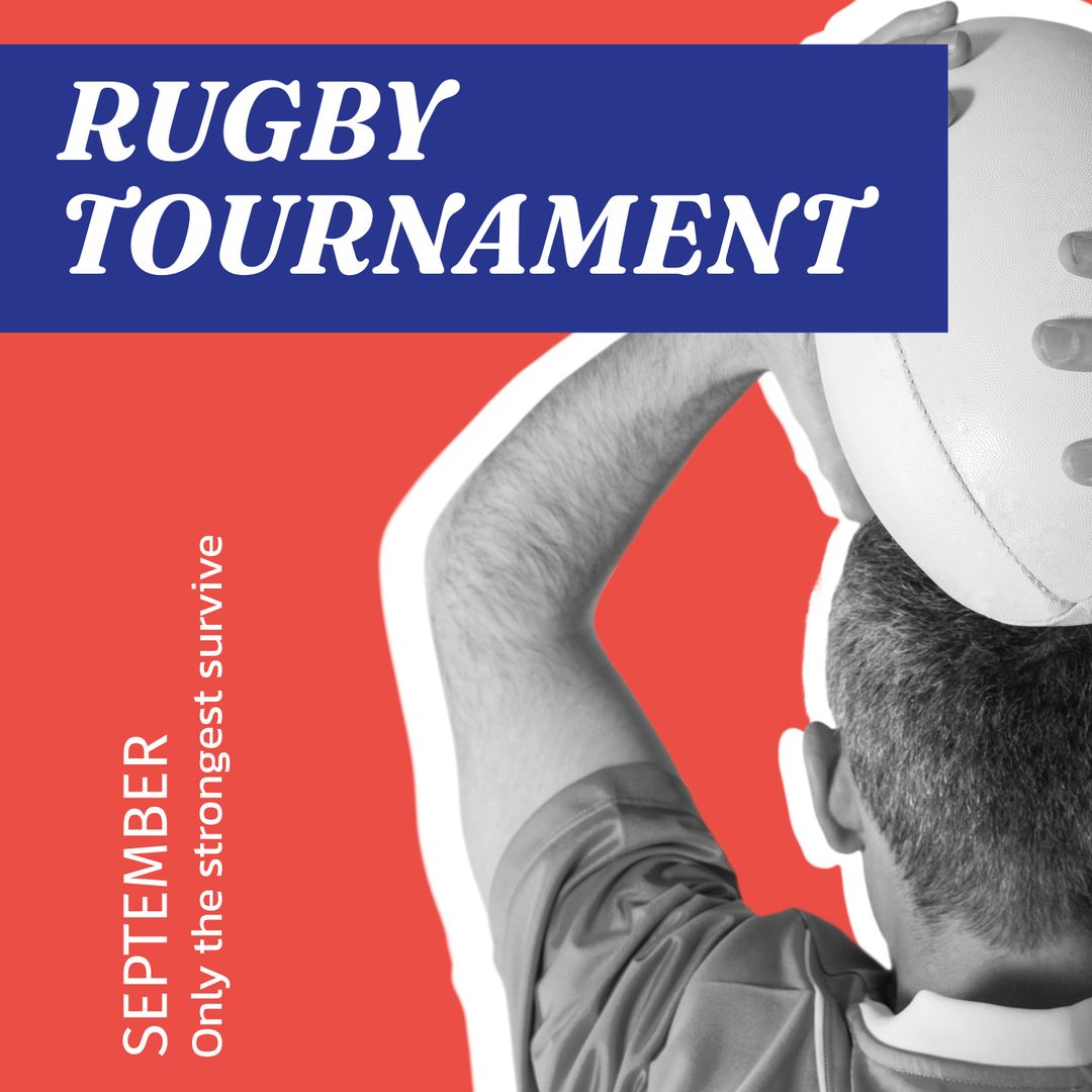 Rugby Tournament Promotion with Player Holding Ball - Download Free Stock Templates Pikwizard.com