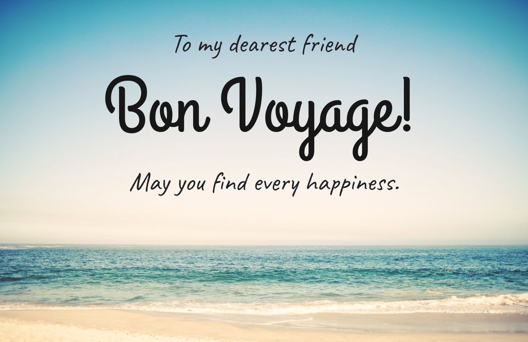 Bon Voyage Message on Serene Beach Background - Download Free Stock Templates Pikwizard.com