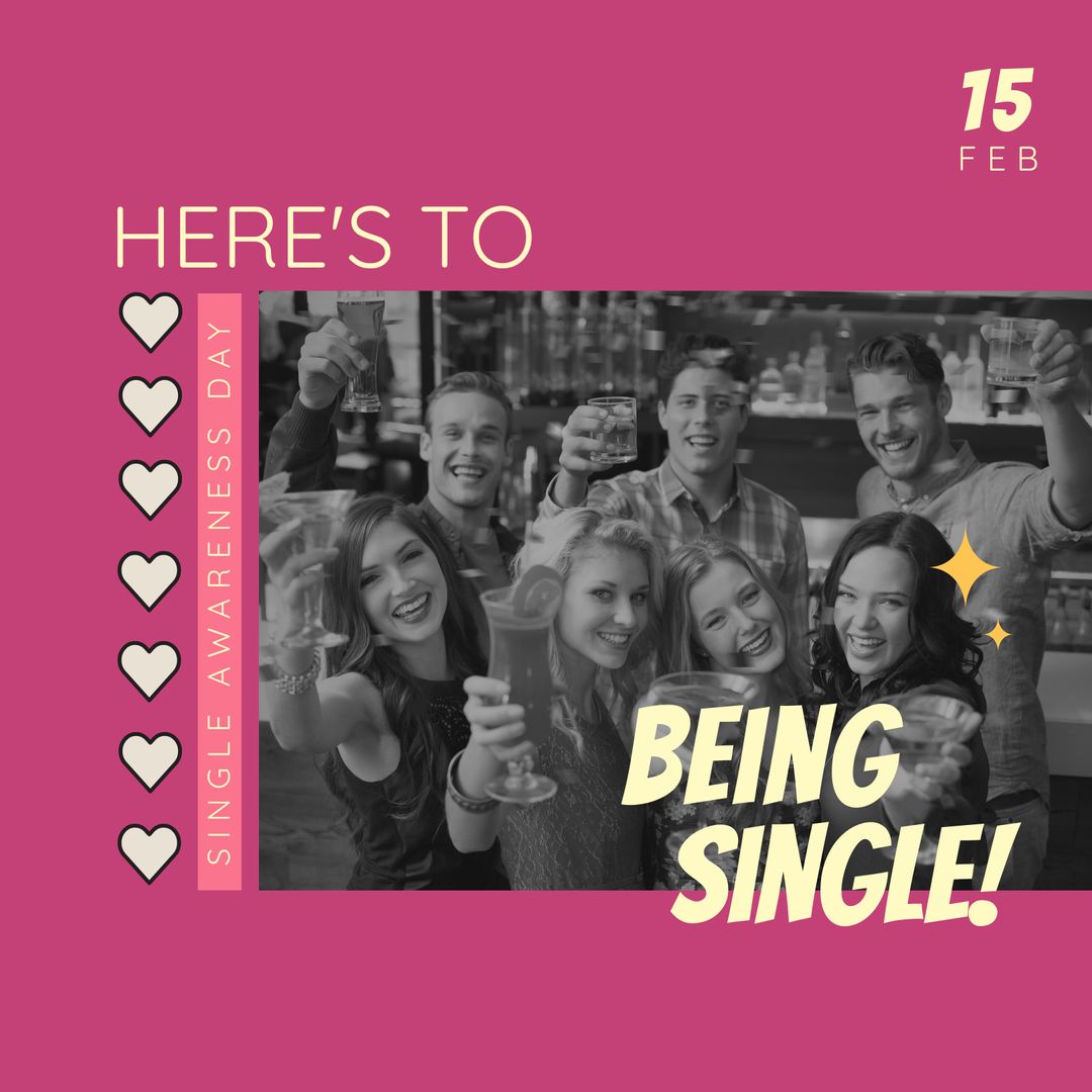 Celebrate Single Awareness Day with Friends Toasting at a Bar