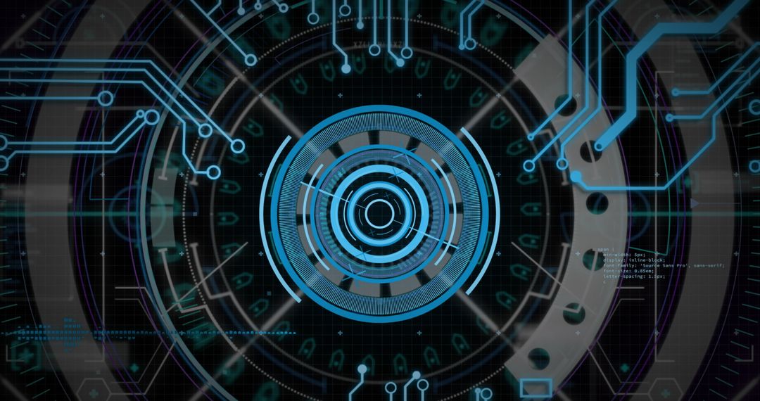 Futuristic Blue Digital Interface with Circuit Connections