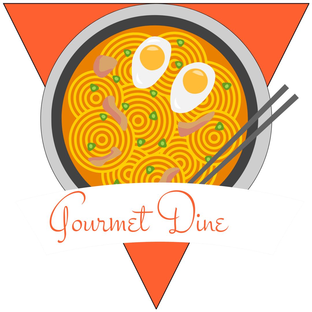 Vibrant Noodle Dish Illustration with Eggs for Culinary Appeal