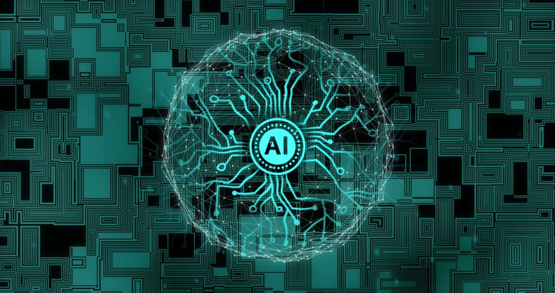Digital Brain Network with AI Concept Design Illustration