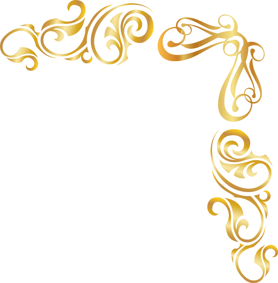 Luxurious Golden Filigree Corner on Transparent Background