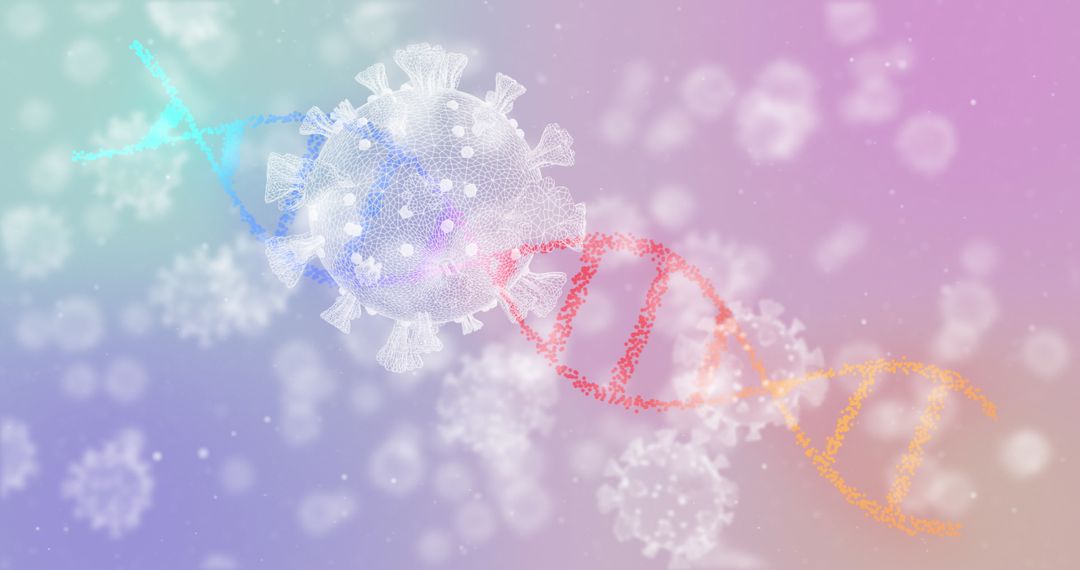 COVID-19 Virus Interaction with DNA on Colorful Abstract Background