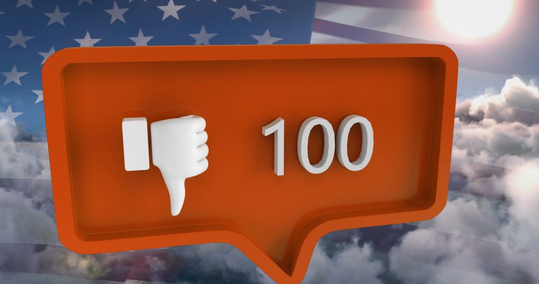 Social Media Dislike Icon Overlaid on American Flag Illustration - Free Images, Stock Photos and Pictures on Pikwizard.com