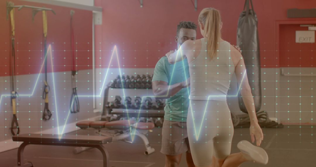 Gym Workout with Digital Health Tracking Visualization