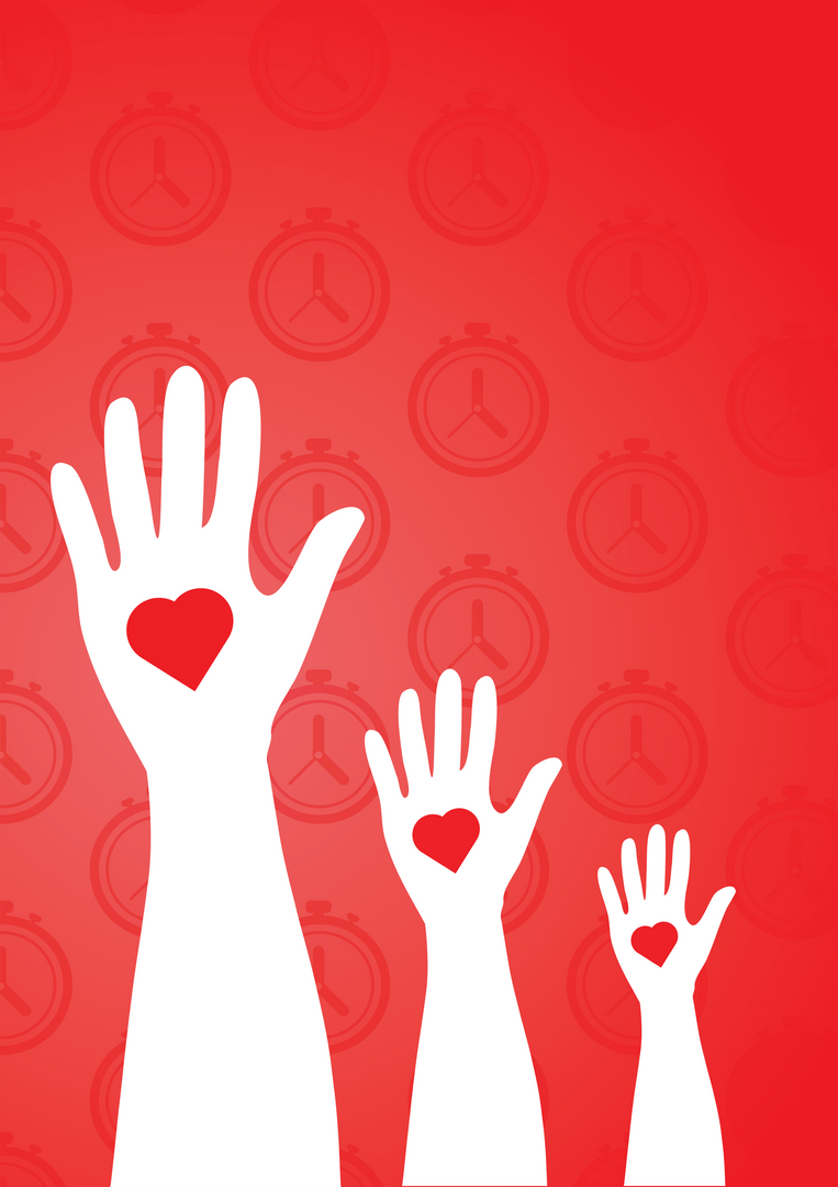 Raised Hands with Hearts Over Timer Background, Transparent Effects - Download Free Stock Images Pikwizard.com