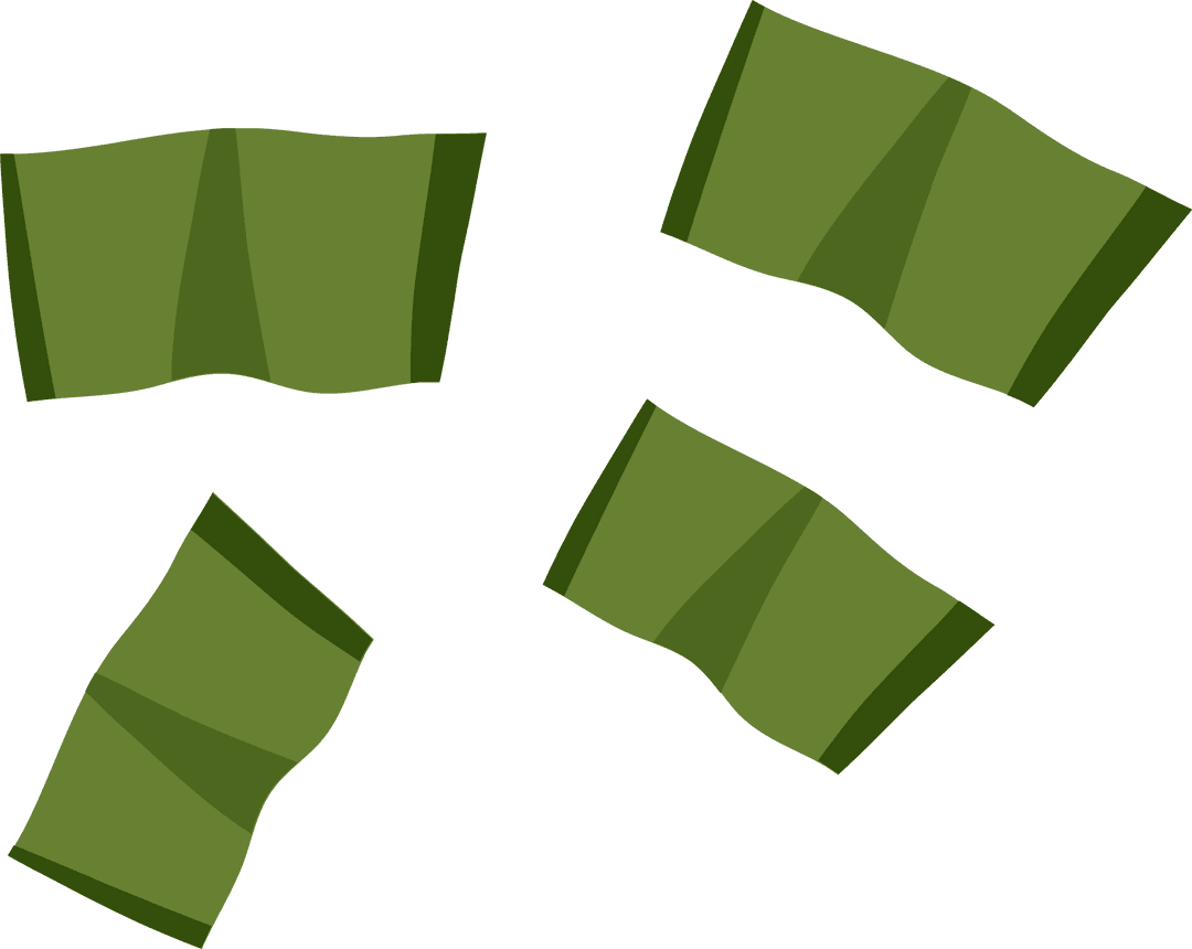 Floating Green Money Bills on Transparent Background
