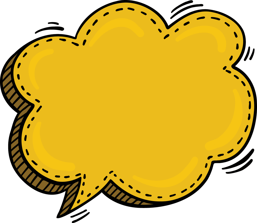 Yellow Text Bubble on Transparent Background for Messages
