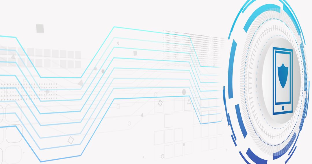 Cybersecurity Mobile Shield with Digital Network Lines